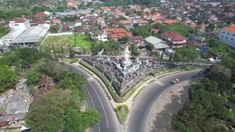 4k drone shot of statue of ram in Bali indonesia depicting a scene from ramayan Stock Footage 204006034