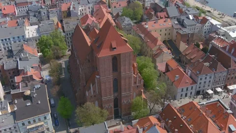 4k Drone shot of the Torun Old Town in Poland Stock Footage 242772866