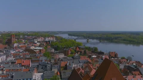 4k Drone shot of the Torun Old Town in Poland Stock Footage 242773244