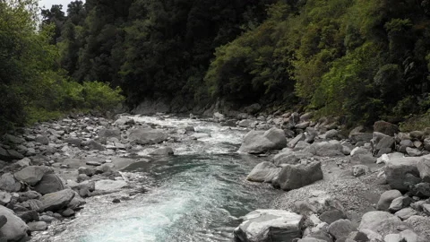 4K Drone Shot of a Wild Mountain River Stock Footage 140026322