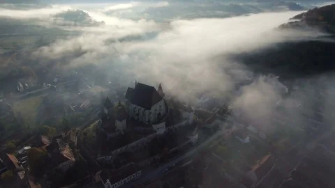 4k drone slow shot over medieval church in Biertan village. Stock Footage 78218462