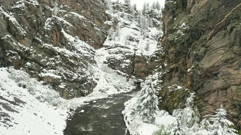 4K Drone Snow Mountains and River Stock Footage 201484146