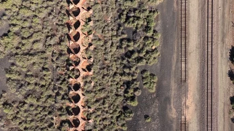 4K Drone Straight Down: Waldo Ghost Town Historic Oven Row Pattern Stock Footage 337711058