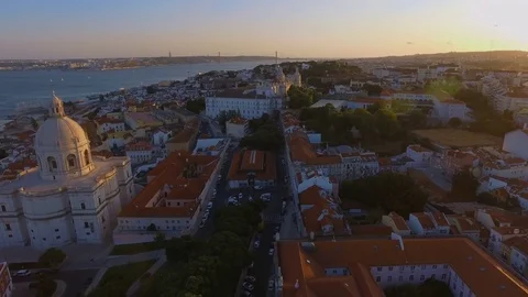 4k drone Sunset at Lisbon Stock Footage 79219797