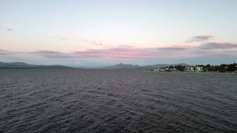 4K Drone Sunset Over Lake Nahuel Huapi in Bariloche, Patagonia Stock Footage 304767600