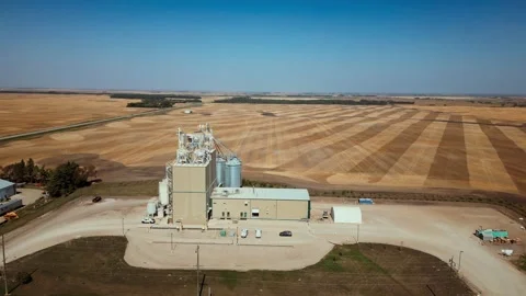 4K Drone Time-lapse of a Grain Elevator Business in the Country Stock Footage 274536194
