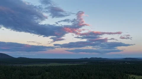 4K Drone Time Lapse Of Pastel Clouds Over Flagstaff Forest Stock Footage 346894061