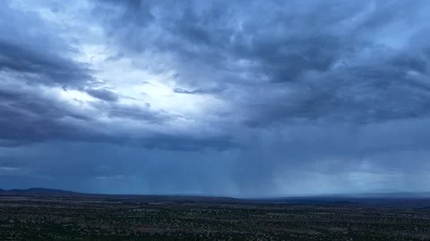 4K Drone Timelapse Of Blue Hour Rain And Glowing Clouds Over Mesas Stock Footage 341002260