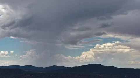 4K Drone Timelapse Close Up Of Rain Shaft Over Desert Mountain Stock Footage 342882011