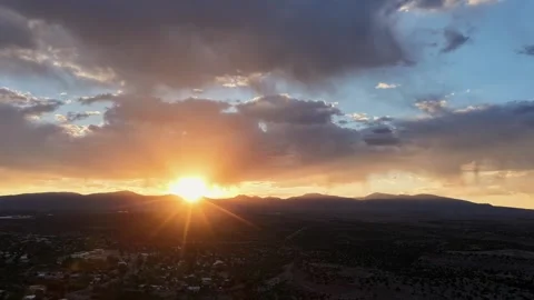 4K Drone Timelapse: Golden Sunset Behind Mountains Over Suburban Town Stock-Footage 339126058