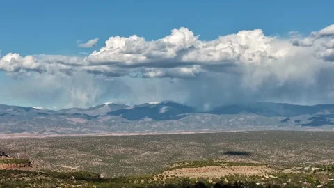 4K Drone Timelapse of Heavy Rolling Clouds and Rain Downpours over a Southwest Stock Footage 334584950