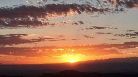 4K Drone Timelapse: Intense Orange Sunrise Over Southwestern Landscape Stock Footage 339126030