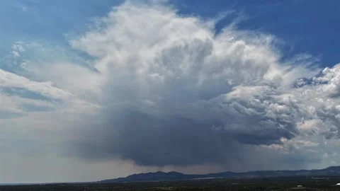 4K Drone Timelapse Of Monsoon Storm Cloud Over New Mexico Landscape Stock Footage 340337894