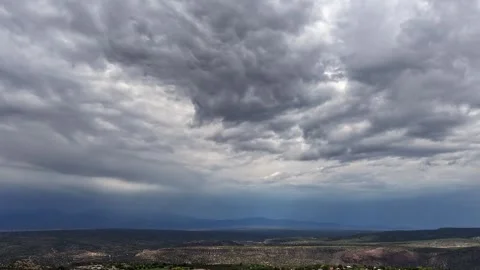 4K Drone Timelapse Of Ominous Clouds Above Canyon Edge And Mountains Stock Footage 340925748