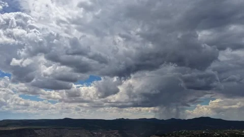 4K Drone Timelapse Of Rain Downpour Over High Desert Canyon Stock Footage 342882055