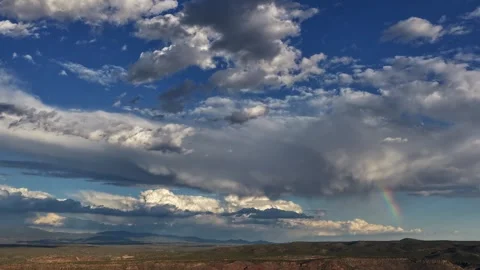 4K Drone Timelapse Of Stunning Clouds And Rainbow Over Southwest Ridge Stock Footage 340397078