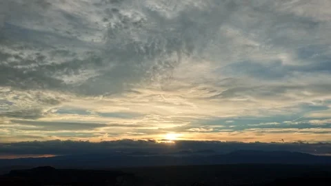 4K Drone Timelapse Of Sunrise Clouds And Fog Over Mountains Stock Footage 346894251