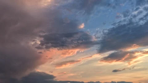 4K Drone Timelapse Of Sunset Clouds Discolored By Mixed Fire Smoke Stock Footage 340268832