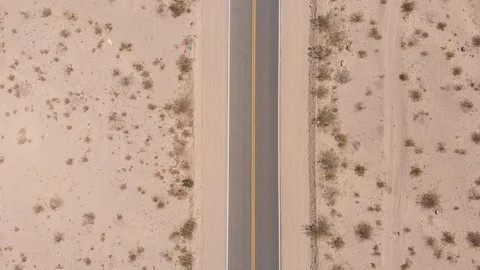 4K Drone top down of desert road Video stock 97091877