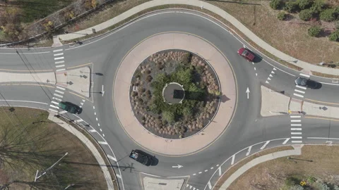 4k drone traffic circle from above Stock Footage 289784319