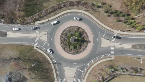 4k drone traffic circle from above, pushing in Stock Footage 289784502