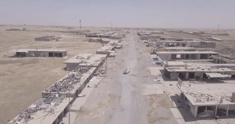 4k / Drone / Truck driving down desolate street Stock Footage 88884752