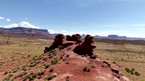 4K Drone Unique Rock Formation Near Fisher Towers in Utah Video stock 313517459