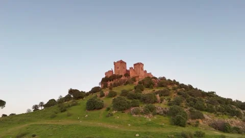 4K drone video: Almodovar Castle at blue hour twilight in Spain Stock Footage 332552928
