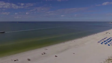 4K Drone Video of Beach Cabanas and Umbrellas at Bellwether Resort on the Video stock 231955606