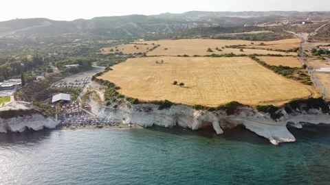 4K drone video of the beach, crystal clear water, white rocks Stock Footage 237342310