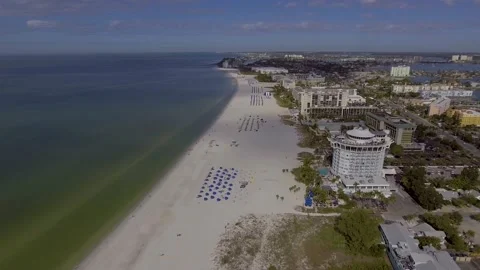 4K Drone Video of Beautiful Beachside Resorts on the Gulf of Mexico in St. Stock Footage 231955718