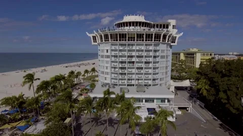 4K Drone Video of Beautiful Round Building of Bellwether Resort on the Stock Footage 231954245