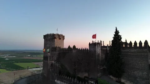 4K drone video: Cinematic sunset at Almodovar Castle in Spain Stock Footage 332552878
