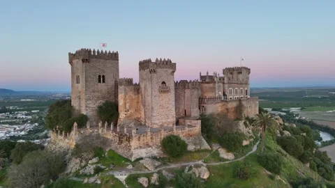 4K drone video: Cinematic sunset at Almodovar Castle in Spain Stock Footage 332552905