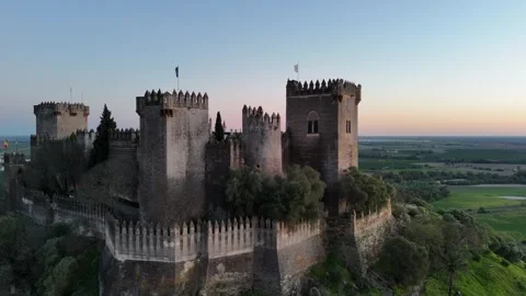 4K drone video: Cinematic sunset at Almodovar Castle in Spain Stock Footage 332552907