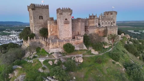 4K drone video: Cinematic sunset at Almodovar Castle in Spain Stock Footage 332552912