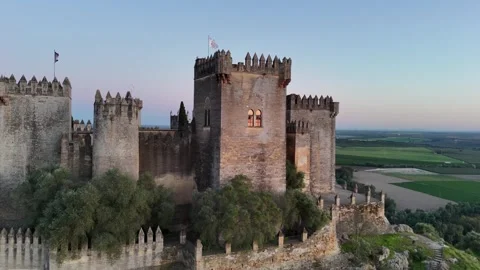4K drone video: Cinematic sunset at Almodovar Castle in Spain Stock Footage 332552927