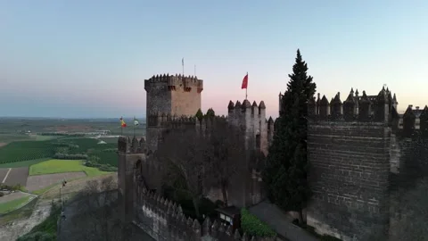 4K drone video: Cinematic sunset at Almodovar Castle in Spain Stock Footage 332552937
