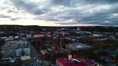 4k drone video of clouds and autumn time in coastal towns of Finland. Stock Footage 260556605