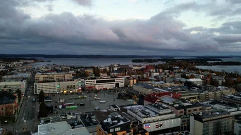 4k drone video of clouds and autumn time in coastal towns of Finland. Stock Footage 260556670