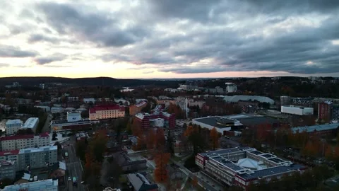 4k drone video of clouds and autumn time in coastal towns of Finland. Stock Footage 260557044