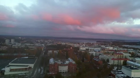 4k drone video of clouds and autumn time in coastal towns of Finland. Stock Footage 260557254