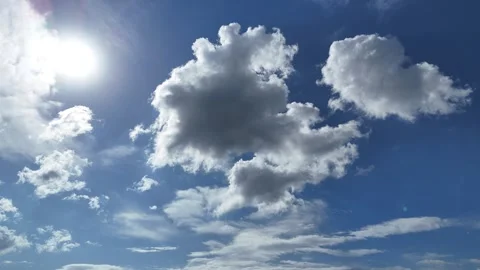 4K drone video. Cloudscape passing, sun behind the cloud pass Video stock 286996261
