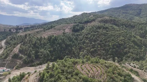 4k Drone Video, Cloudy sky, shiny day over the mountain peak. Stock Footage 286049208