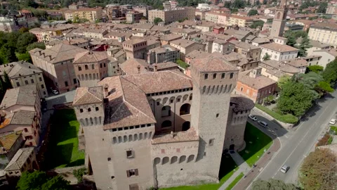 4K drone video flyby over Rocca di Vignola castle in Emilia-Romagna Region Stock Footage 227705132