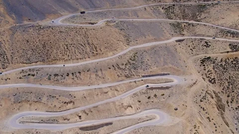 4K Drone Video of Gata Loops, Ladakh – Curvy Road in Mountains and Valley Stock Footage 310535587