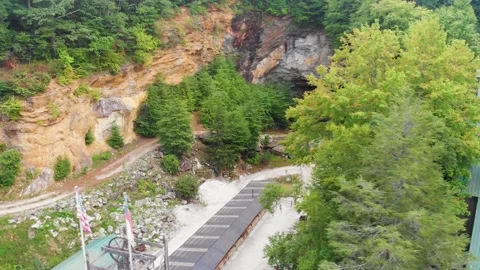 4K Drone Video of Gem Mine at Emerald Village near Little Switzerland, NC Stock Footage 218699544