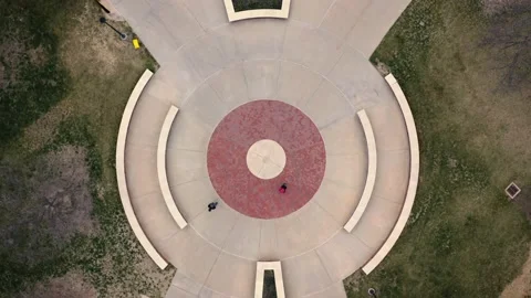 4K Drone Video of geometric pathway at Wichita State University Wichita Kansas Stock Footage 237624718