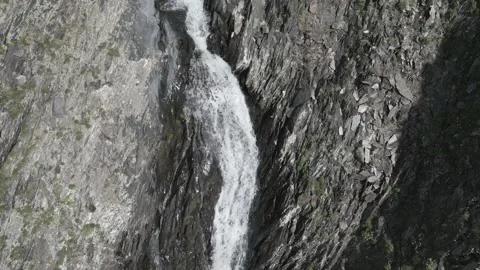 A 4k Drone Video going up and close to a waterfall in the town of Juta , Georgia Stock Footage 248377018