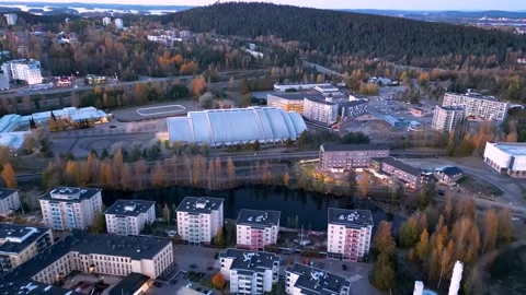4k drone video of landscape, lakes and architecture of Kuopio city of Finland. Stock Footage 255048149